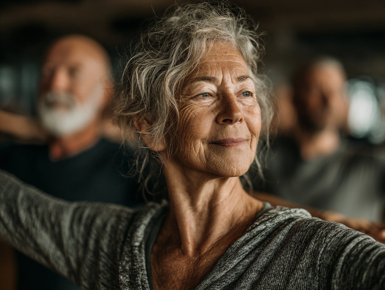 Възрастни хора танцуват в група
